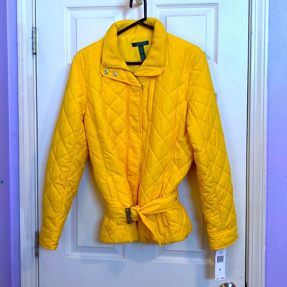 NWT Lauren Ralph Lauren puffed jacket, size XL in beautiful yellow!